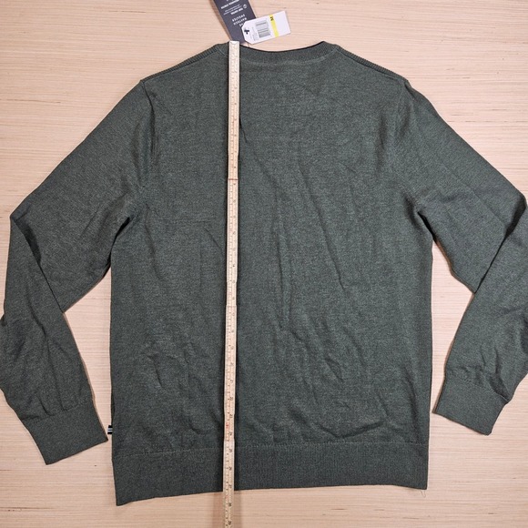 Nautica Navtech Sweater Mens M Green Pullover Crewneck Ribbed Cotton Blend NEW - Picture 10 of 12
